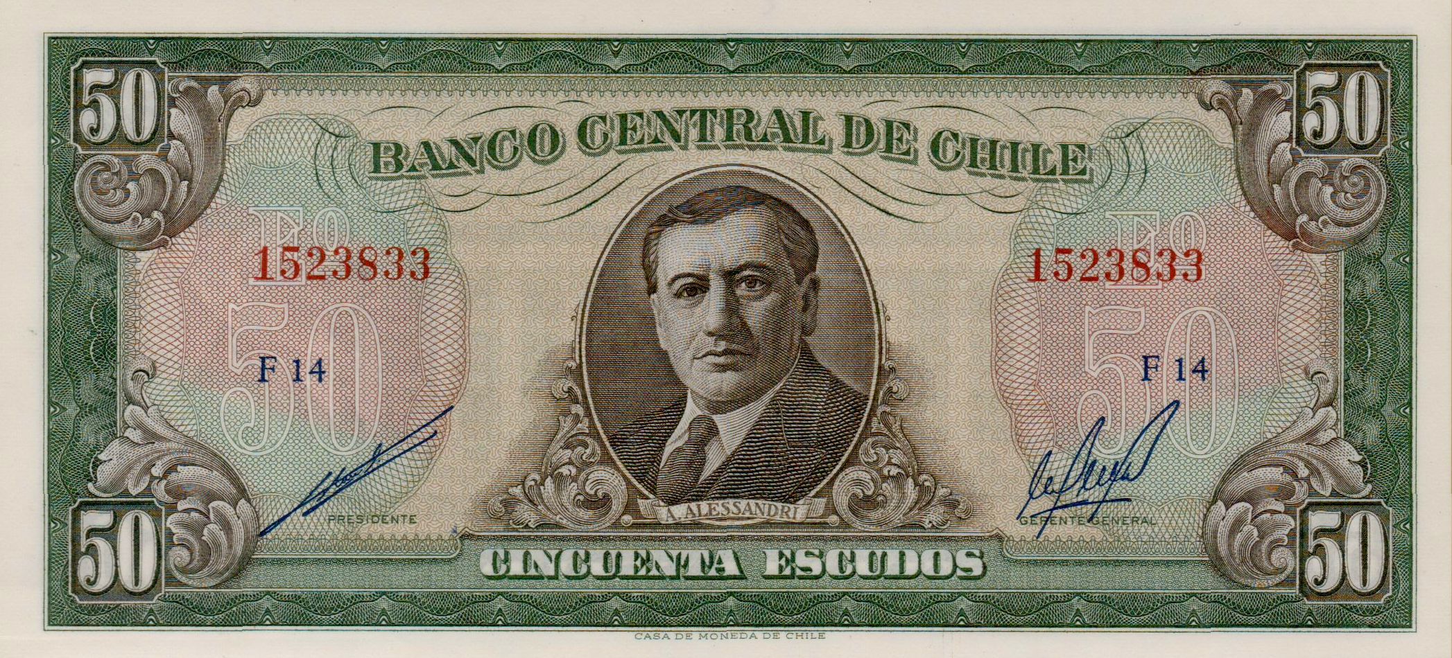 Chile 50 1962 UNC P-140/b2